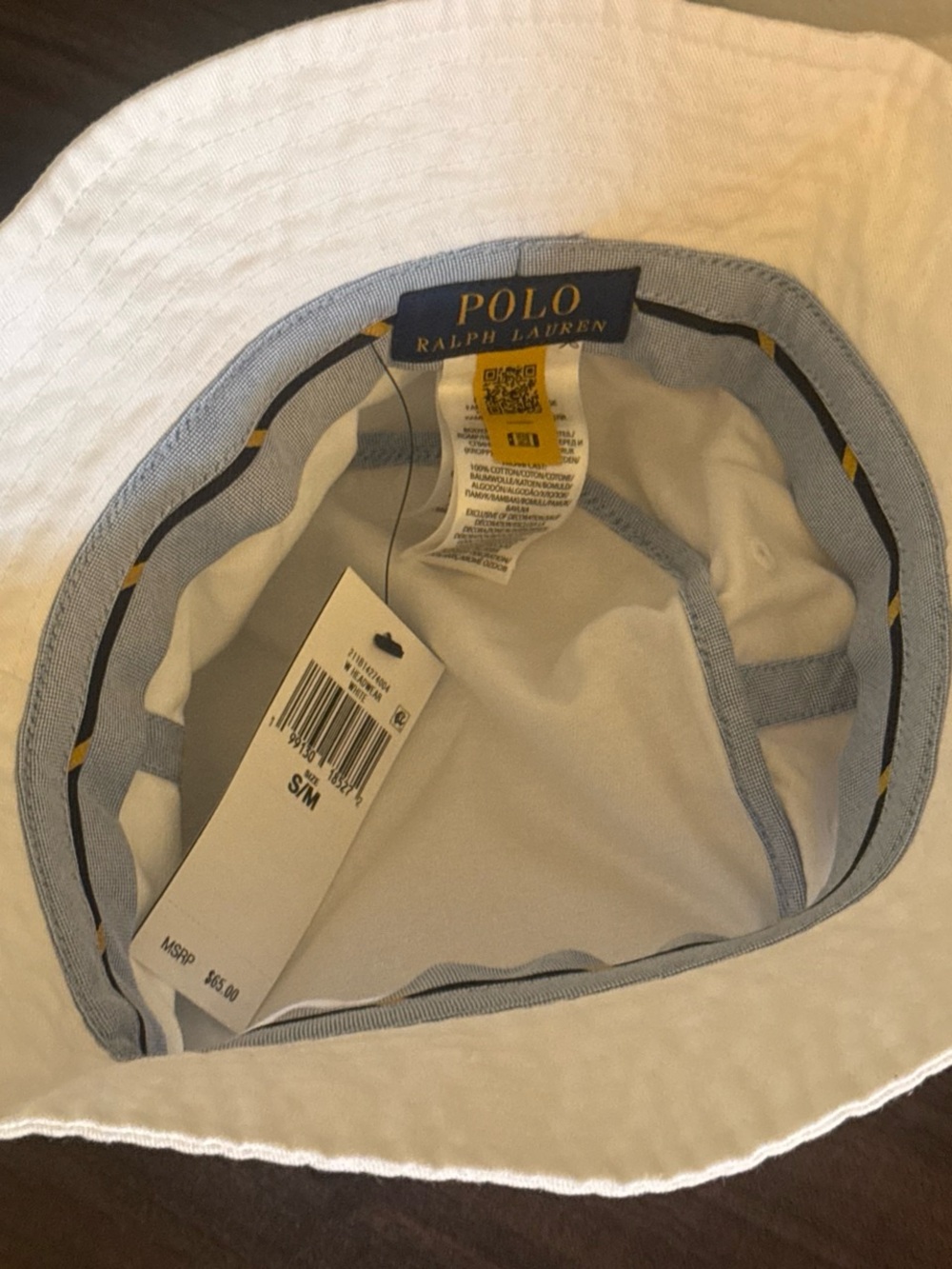 Ralph Lauren White Bucket Hat with Black Polo Logo - Picture 4 of 4